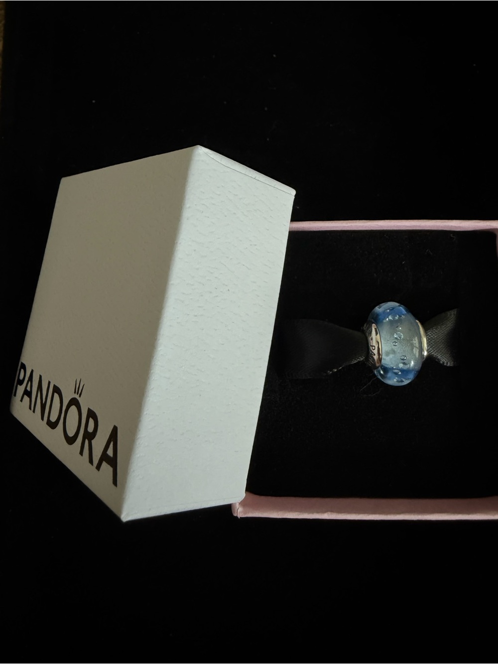 Pandora Translucent Light Blue Murano Glass Charm with Silver Core